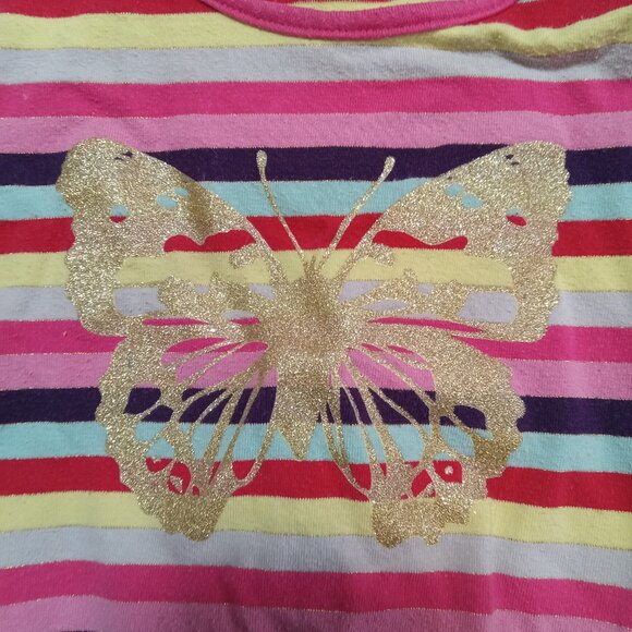 H&M HM Gold Butterfly Light Jersey Knit Dress Sz 9-12 Months Rainbow Stripe - Picture 3 of 8
